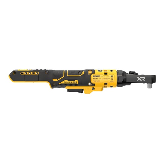 A DEWALT DCF520N brushless cordless ratchet tool, predominantly yellow and black with XR branding on the head, shown on a white background.