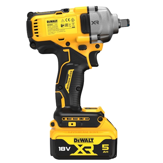 18V XR Brushless 1/2" Hog Ring Mid Torque Impact Wrench - 2 X 5Ah  Battery