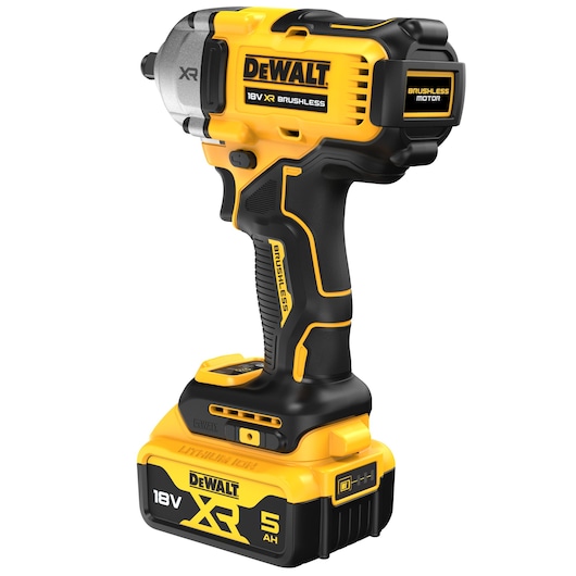 18V XR Brushless 1/2" Hog Ring Mid Torque Impact Wrench - 2 X 5Ah  Battery