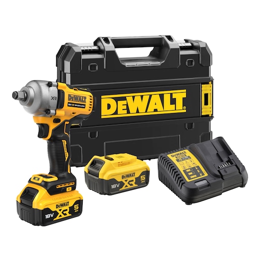 18V XR Brushless 1/2" Hog Ring Mid Torque Impact Wrench - 2 X 5Ah  Battery