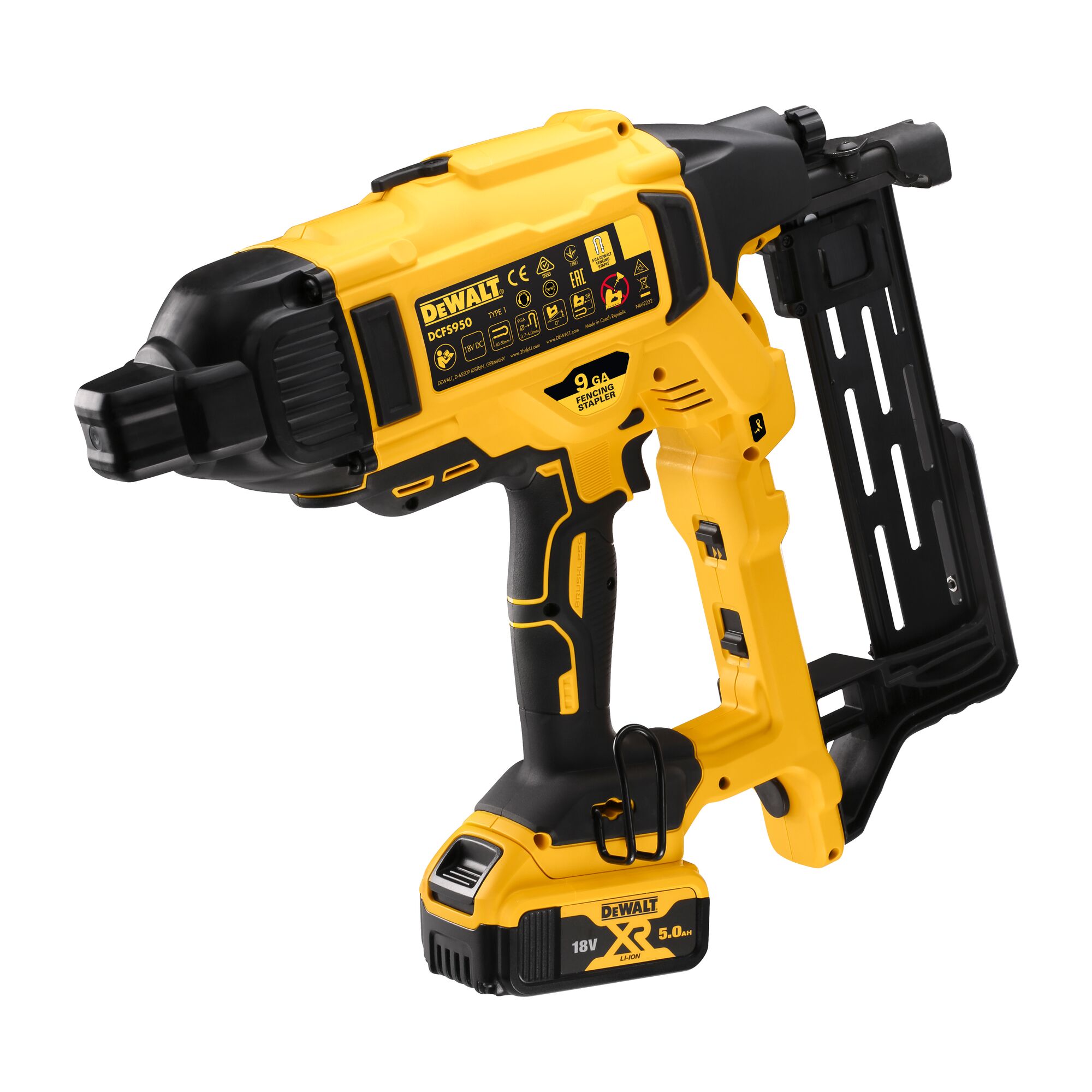 18V XR Brushless Fencing Stapler 2 X 5 Ah DEWALT