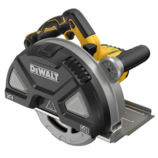 XR metal cutting circular saw, at an angle