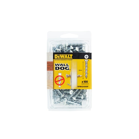100 x Wall Dog Countersunk 32mm White