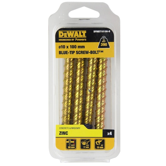 BLUE-TIP SCREW-BOLT™ ZINC HEX HEAD (Ø10 x 100 HANG)