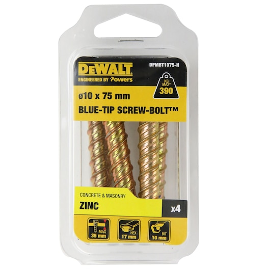 BLUE-TIP SCREW-BOLT™ ZINC HEX HEAD (Ø10 x 75 HANG)