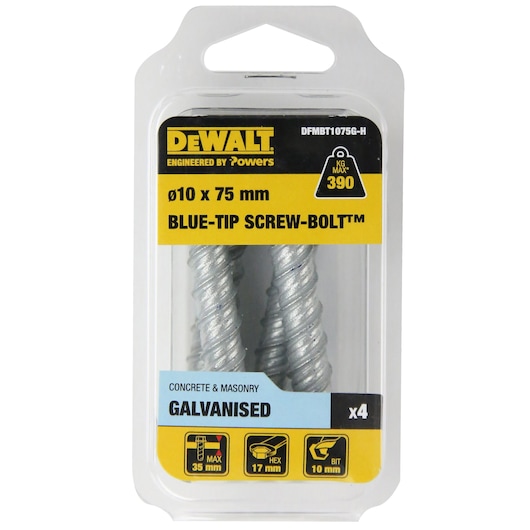 BLUE-TIP SCREW-BOLT™ GAL HEX HEAD (Ø10 x 75 HANG)