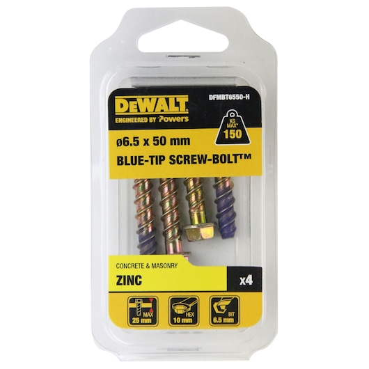 BLUE-TIP SCREW-BOLT™ ZINC HEX HEAD Ø6.5 x 50 HANG