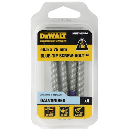BLUE-TIP SCREW-BOLT™ GAL HEX HEAD (Ø6.5 x 75 HANG)