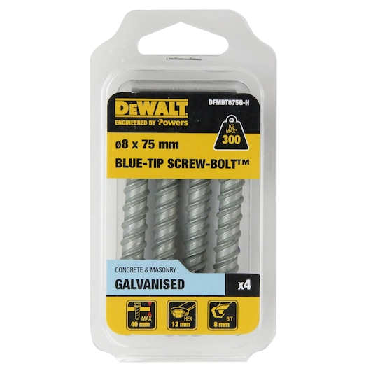 BLUE-TIP SCREW-BOLT™ GAL HEX HEAD Ø8 x 75 HANG