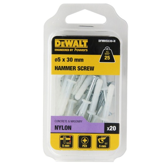 HAMMER SCREW NYLON / ZINC CLEAR CSK HEAD Ø5 x 30 HANG