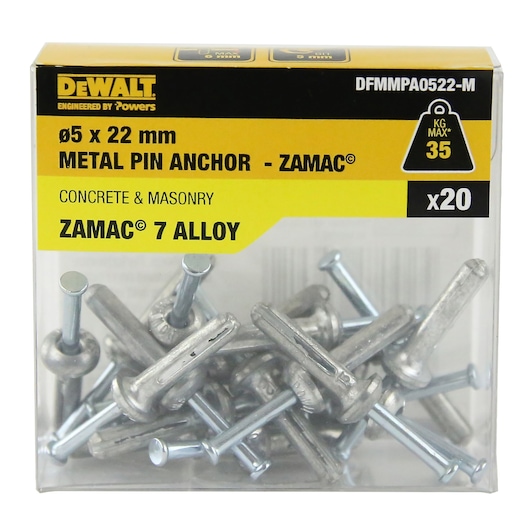 METAL PIN ANCHOR METAL ZAMAC® MUSHROOM HEAD Ø5 x 22 MID