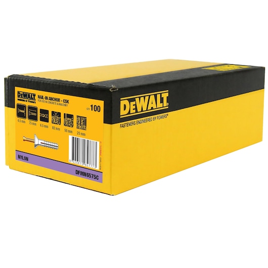 NAILIN® ANCHOR NYLON/ZINC YELLOW CSK HEAD (Ø6.5 x 75 BULK)