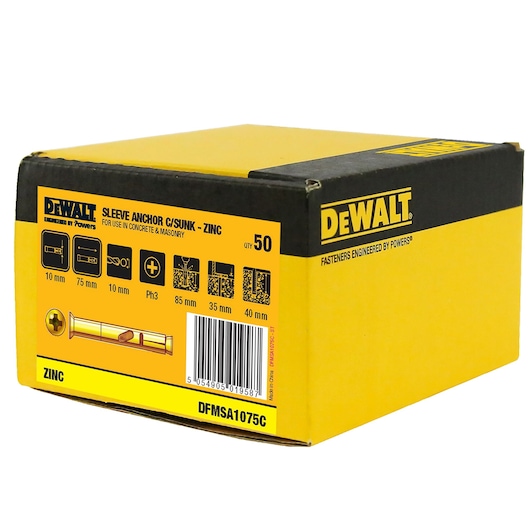 SLEEVE ANCHOR ZINC YELLOW CSK HEAD (Ø10 x 75 BULK)