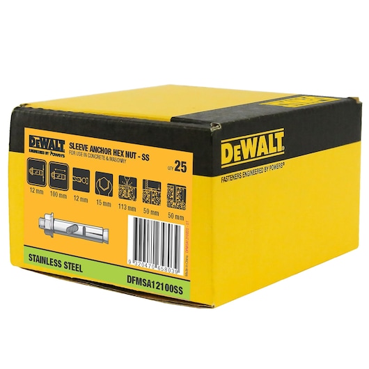 SLEEVE ANCHOR 316 S/S HEX HEAD (Ø12 x 100 BULK)