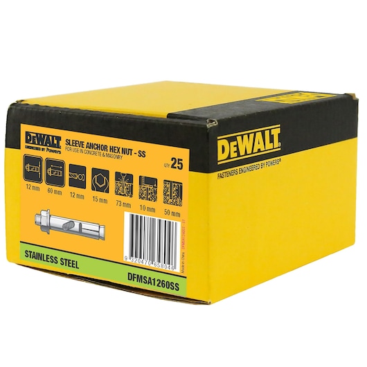 SLEEVE ANCHOR 316 S/S HEX HEAD (Ø12 x 60 HANG)