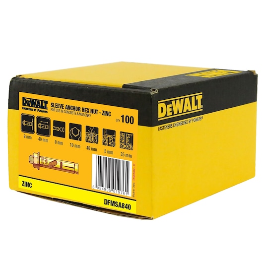 SLEEVE ANCHOR ZINC YELLOW HEX HEAD (Ø8 x 40 HANG)