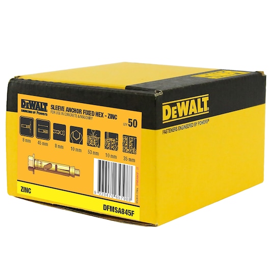 SLEEVE ANCHOR ZINC YELLOW FIXED HEAD (Ø8 x 45 HANG)