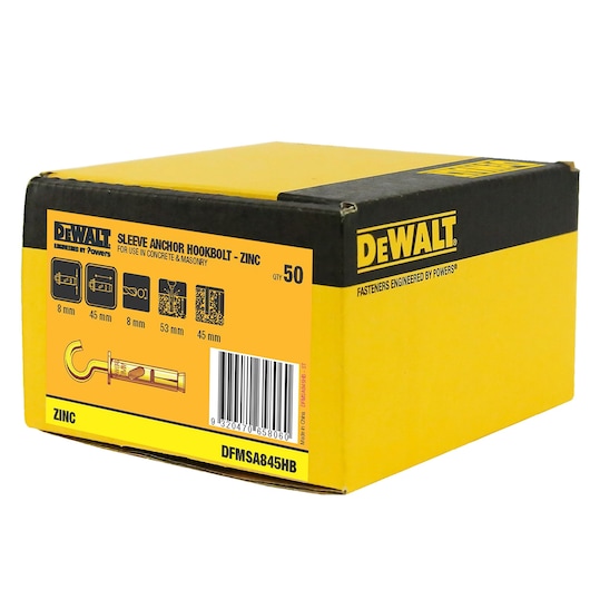 SLEEVE ANCHOR ZINC YELLOW HOOK BOLT (Ø8 x 45 BULK)