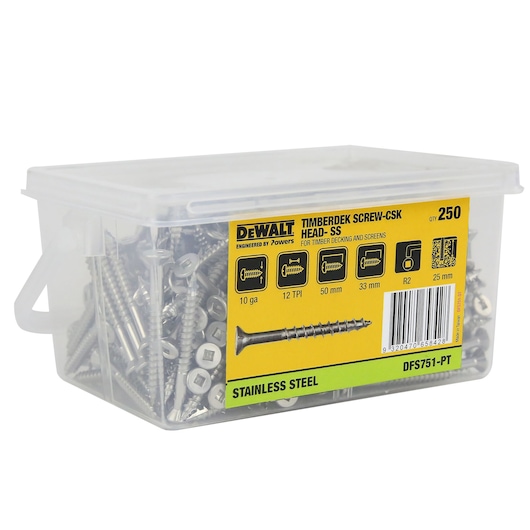 TIMBERDEK 304 S/S CSK HEAD (Ø10 x 50 BULK TUB)