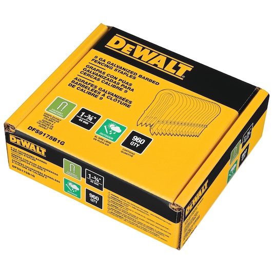 profile of Galvanized Barbed Fencing Staples packaged.