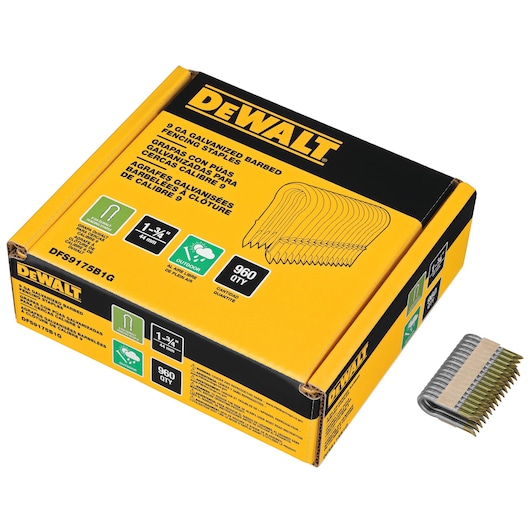 profile of Galvanized Barbed Fencing Staples packaged.