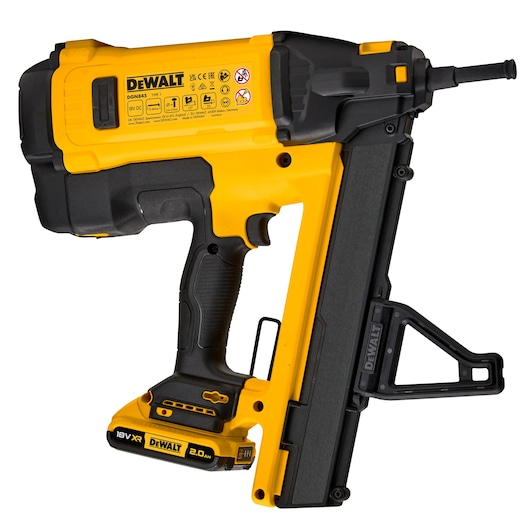 18V XR Trak-It C6 Gas Concrete Nailer with an 18V 2Ah battery side view