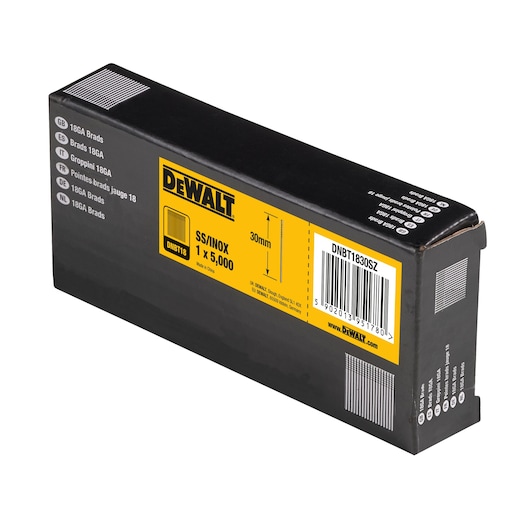 3/4 view box of 30mm 18GA galvanized brad nails