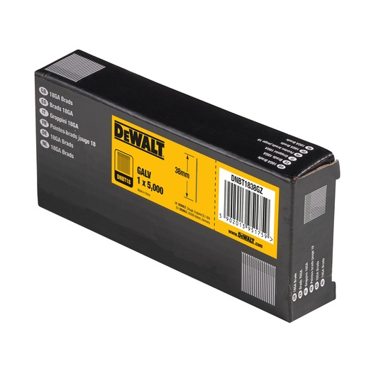 3/4 view box of 38mm 18GA galvanised brad nails