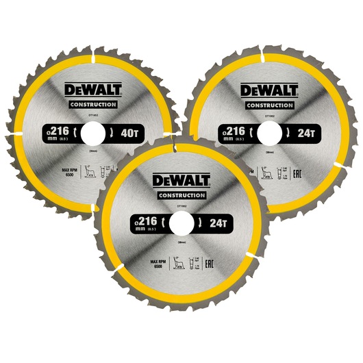 Circ Saw Blade 216mm 3 Pack (2x24T 1x40T)