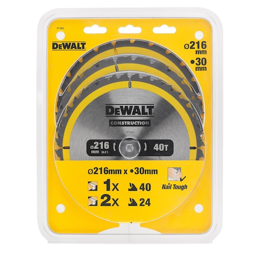 Circ Saw Blade 216mm 3 Pack (2x24T 1x40T)