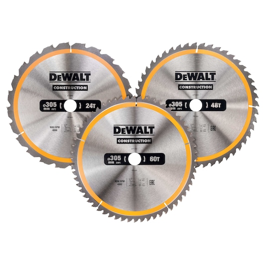 CONSTRUCTION Circular Saw Blade (1x305 24T / 1x305 48T / 1x305 60T) (3 Pack)