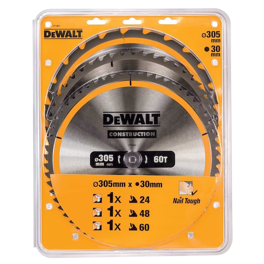 CONSTRUCTION Circular Saw Blade (1x305 24T / 1x305 48T / 1x305 60T) (3 Pack)