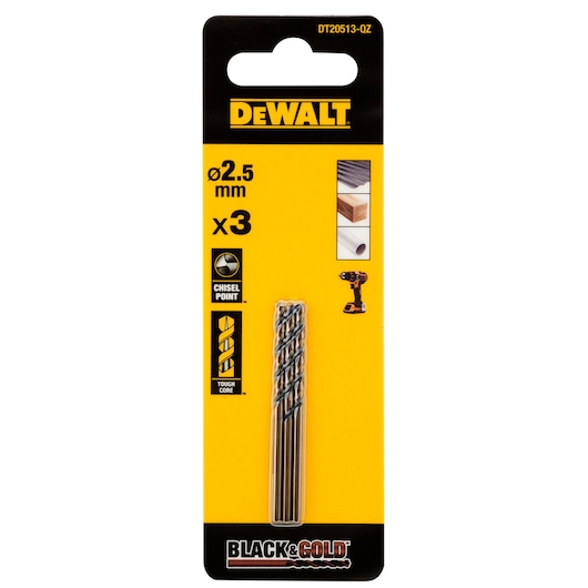 BLACK & GOLD HSS DRILL BIT (2.5mm) (3 pc)