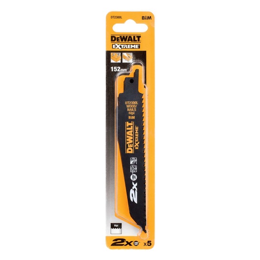EXTREME 2X LONG LIFE Recip Blade - Wood+nails 152mm 6TPI (5 Pack)