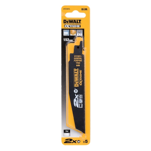 EXTREME 2X LONG LIFE Recip Blade - Gen purp 152mm 10TPI (5 Pack)