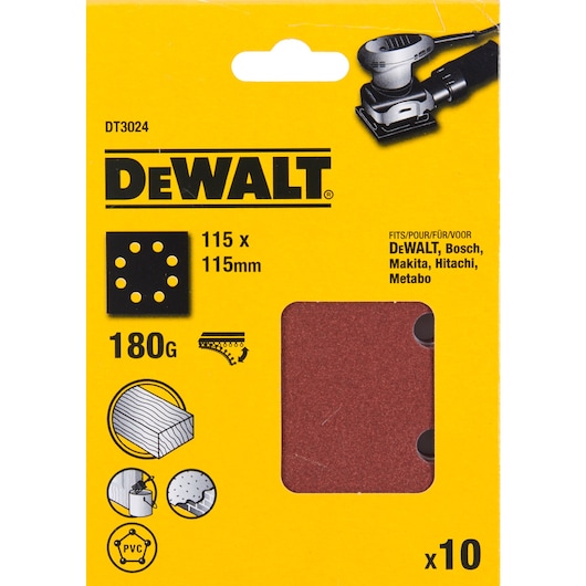 1/4 Sheet 115mm x 115mm 180G Multi Purpose Sandpaper 10 Pack
