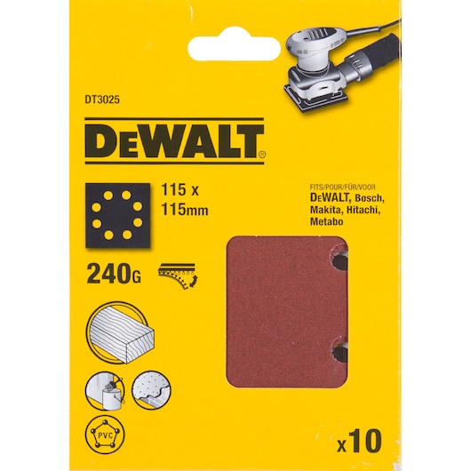 1/4 Sheet 115mm x 115mm 240G Multi Purpose Sandpaper 10 Pack