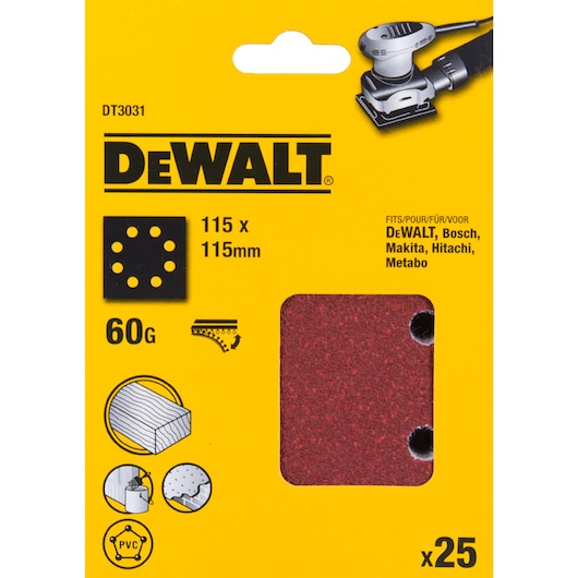 1/4 Sheet 115mm x 115mm 60G Multi Purpose Sandpaper 25 Pack