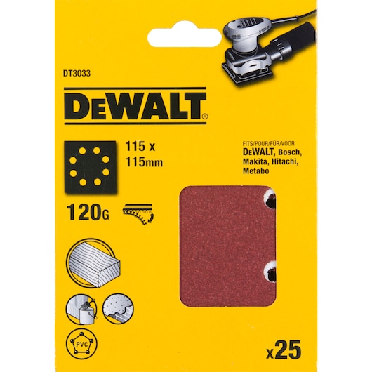 1/4 Sheet 115mm x 115mm 120G Multi Purpose Sandpaper 25 Pack