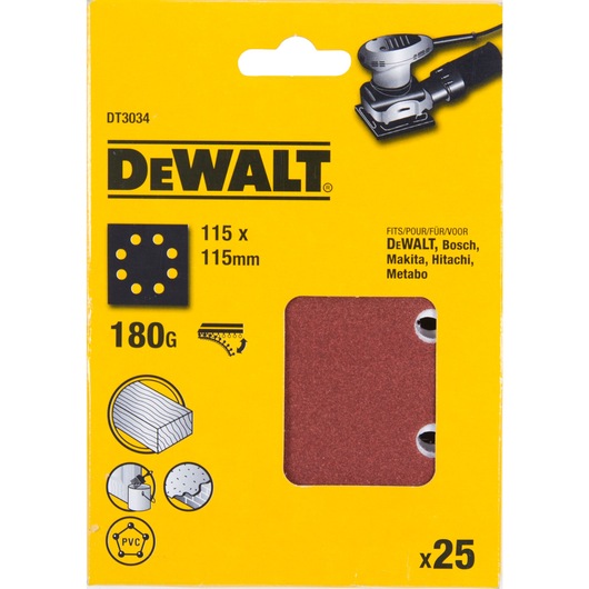 1/4 Sheet 115mm x 115mm 180G Multi Purpose Sandpaper 25 Pack