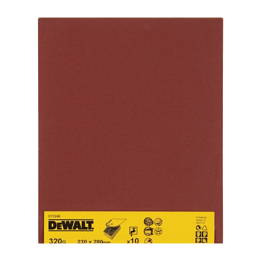 Full Sheet 230mm x 280mm 320G Water Resistant Multi Purpose Sandpaper 10 Pack