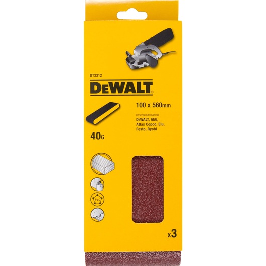 100mm x 560mm 40G Multi-Purpose Sanding Belt 3 Pack