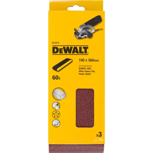 100mm x 560mm 60G Multi-Purpose Sanding Belt 3 Pack
