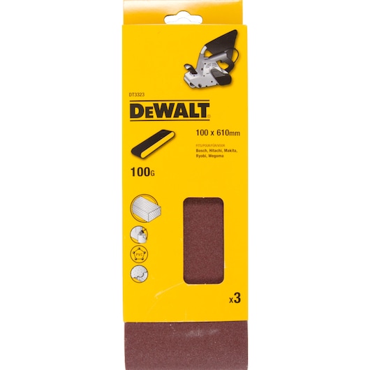 100mm x 610mm 100G Multi-Purpose Sanding Belt 3 Pack