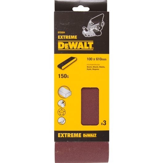 EXTREME 100mm x 610mm 150G Multi-Purpose Sanding Belt 3 Pack