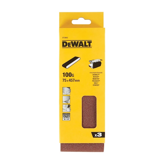 75mm x 457mm 100G Multi Purpose Sanding Belt 3 Pack