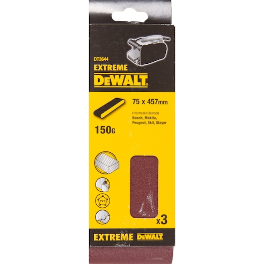 75mm x 457mm 150G Multi Purpose Sanding Belt 3 Pack