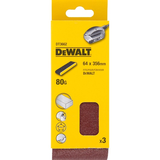 64mm x 356mm 80G Multi Purpose Sanding Belt 3 Pack