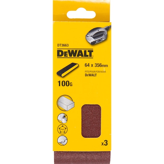 64mm x 356mm 100G Multi-Purpose Sanding Belt 3 Pack