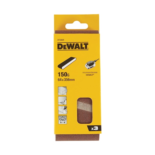 64mm x 356mm 150G Multi-Purpose Sanding Belt 3 Pack